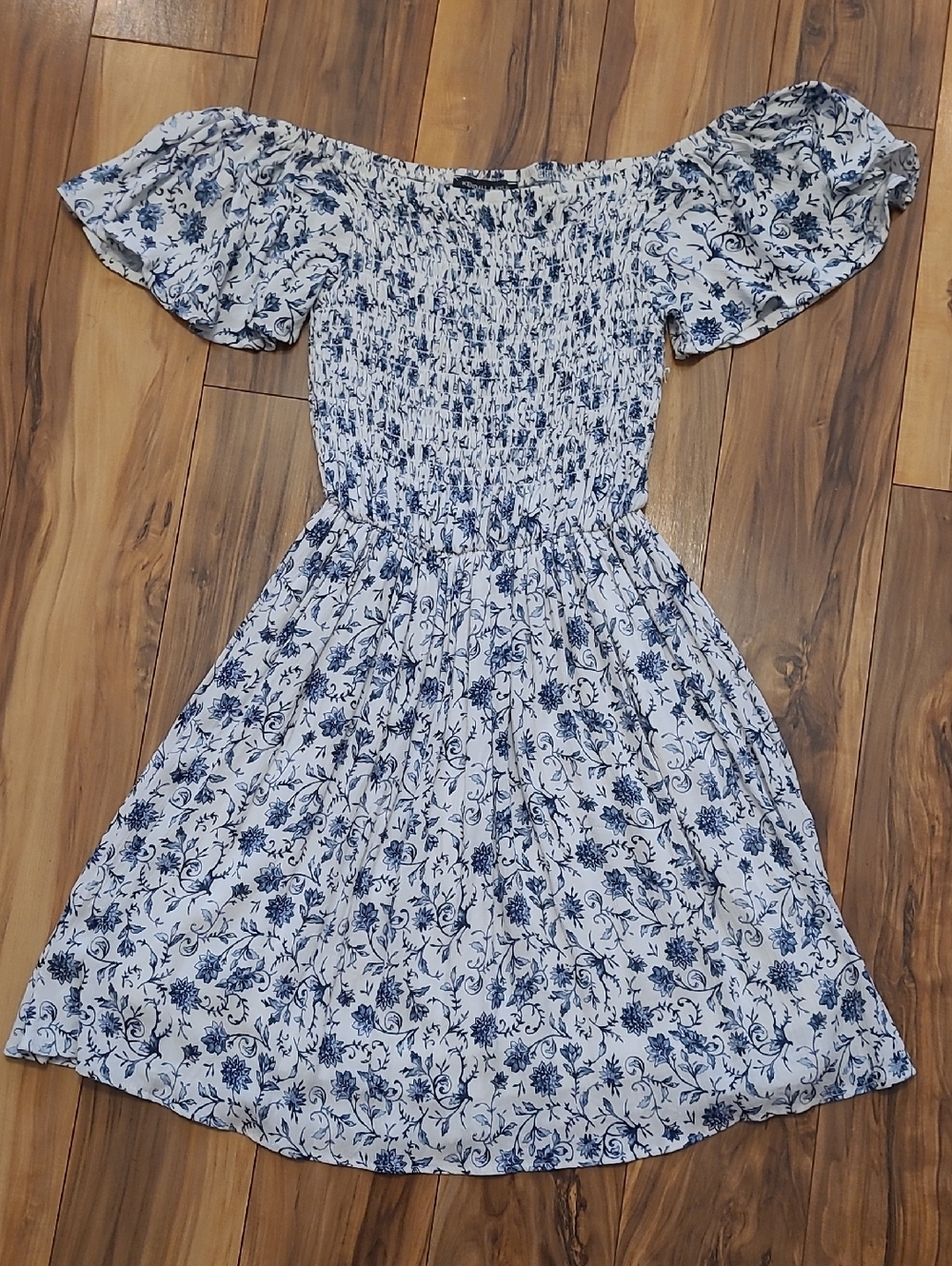 Kendall & Kylie White Mini Dress with Blue Floral Print